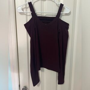 Burgundy cold shoulder shirt